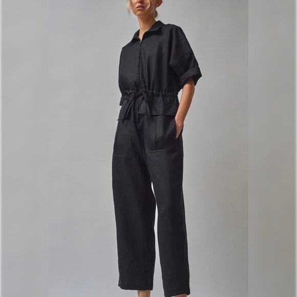 No. 6 Eldin Linen Jumpsuit in Black Size 2 (Medium) BRAND NEW with tags - Picture 2 of 8